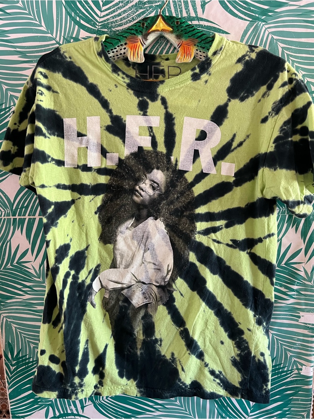 H.E.R. Green/ Yellow Tie-Dye T-Shirt by goodie two sleeves sz M